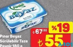 PINAR BEYAZ SÜRÜLEBİLİR TAZE PEYNİR 180 G